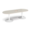 Trumpet Base Radial End Boardroom Table With Central Cut-Out 2400mm x 1000mm - Light Grey - NWOF