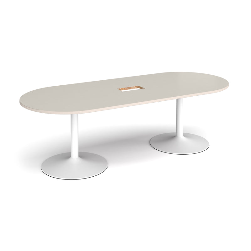 Trumpet Base Radial End Boardroom Table With Central Cut-Out 2400mm x 1000mm - Light Grey - NWOF