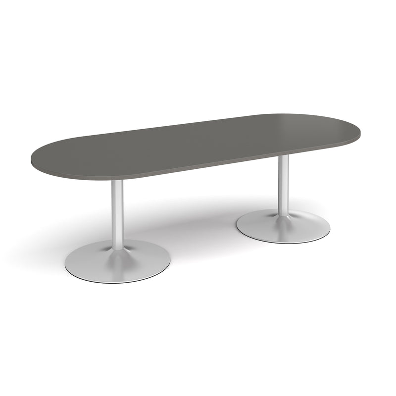 Trumpet Base Radial End Boardroom Table 2400mm - Onyx Grey - NWOF