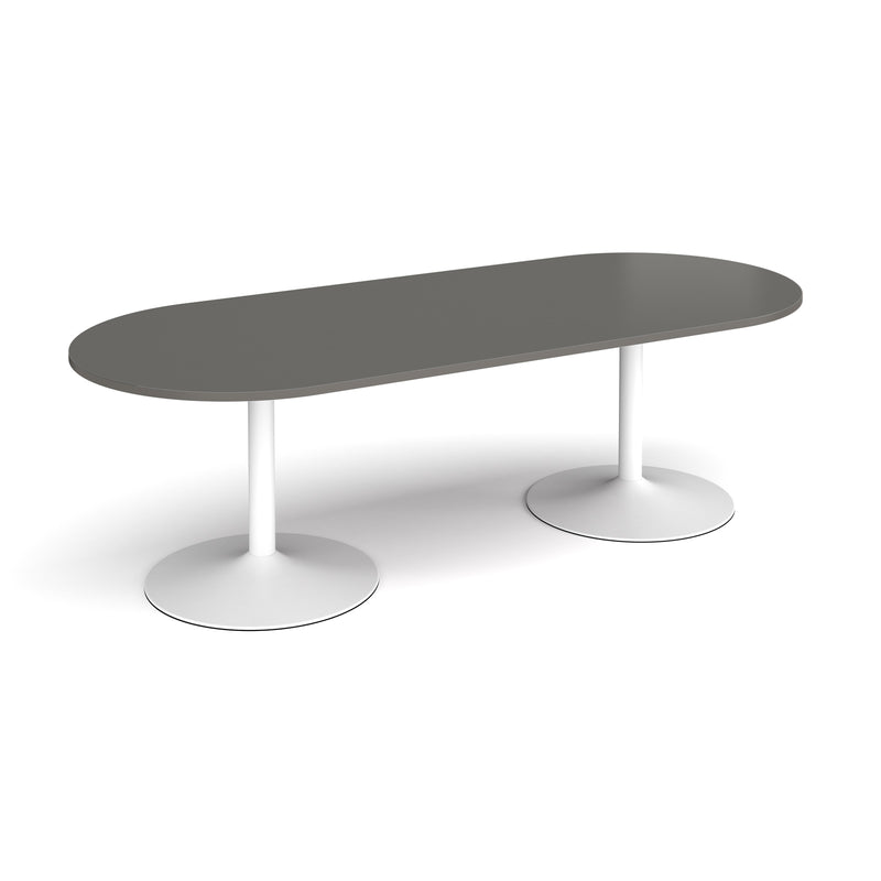 Trumpet Base Radial End Boardroom Table 2400mm - Onyx Grey - NWOF