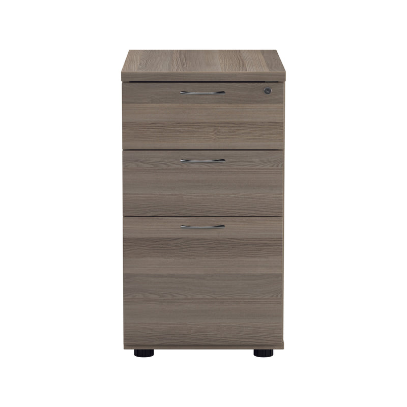 Essentials Desk High Pedestal - Grey Oak - NWOF