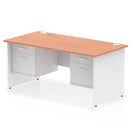 Impulse 1600mm Panel End Straight Desk With Two Fixed Pedestals - Beech