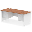 Impulse 1800mm Panel End Straight Desk With Two Fixed Pedestals - Walnut