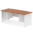 Impulse 1800mm Panel End Straight Desk With Two Fixed Pedestals - Walnut