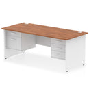 Impulse 1800mm Panel End Straight Desk With Two Fixed Pedestals - Walnut