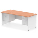 Impulse 1800mm Panel End Straight Desk With Two Fixed Pedestals - Beech