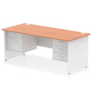 Impulse 1800mm Panel End Straight Desk With Two Fixed Pedestals - Beech