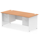 Impulse 1800mm Panel End Straight Desk With Two Fixed Pedestals - Oak