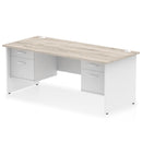 Impulse 1800mm Panel End Straight Desk With Two Fixed Pedestals - Grey Oak