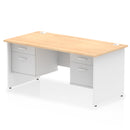 Impulse 1600mm Panel End Straight Desk With Two Fixed Pedestals - Maple