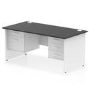 Impulse 1600mm Panel End Straight Desk With Two Fixed Pedestals - Black