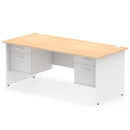 Impulse 1800mm Panel End Straight Desk With Two Fixed Pedestals - Maple