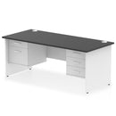 Impulse 1800mm Panel End Straight Desk With Two Fixed Pedestals - Black