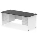 Impulse 1800mm Panel End Straight Desk With Two Fixed Pedestals - Black