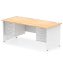 Impulse 1800mm Panel End Straight Desk With Two Fixed Pedestals - Maple
