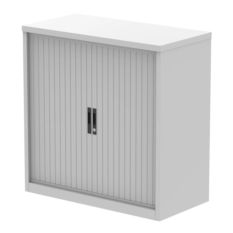 QUBE by Bisley Tambour Cupboard - Light Grey