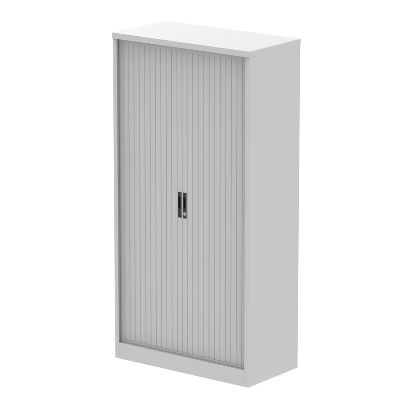 QUBE by Bisley Tambour Cupboard - Light Grey