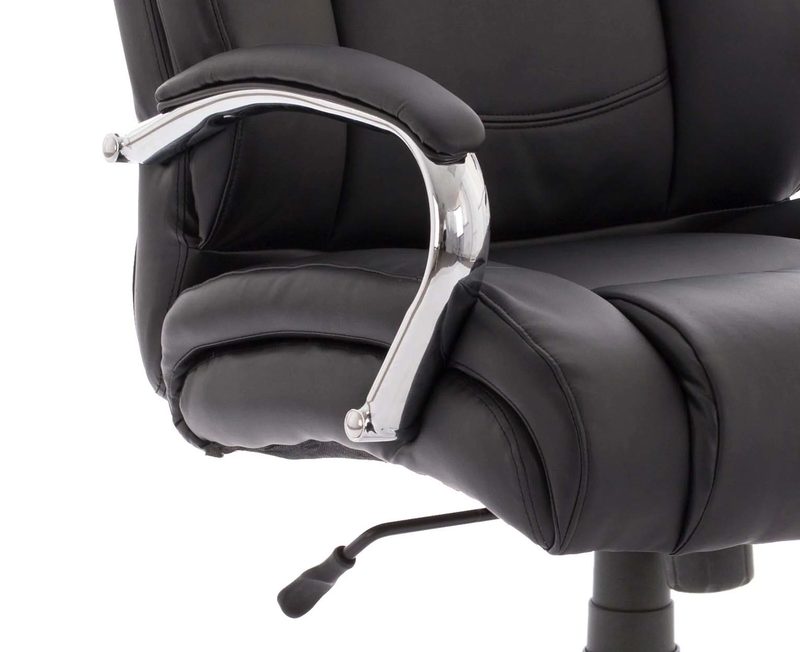 Texas High Back Heavy Duty Executive Black Leather Office Chair With Arms - NWOF