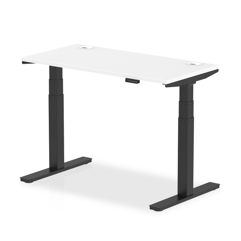 Air Slimline Height Adjustable Desk With Cable Ports - White - NWOF