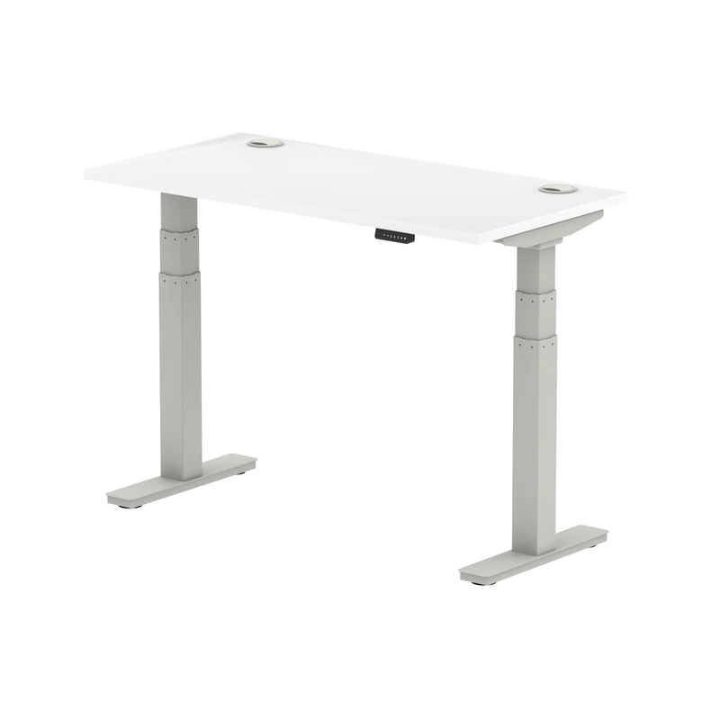 Air Slimline Height Adjustable Desk With Cable Ports - White - NWOF