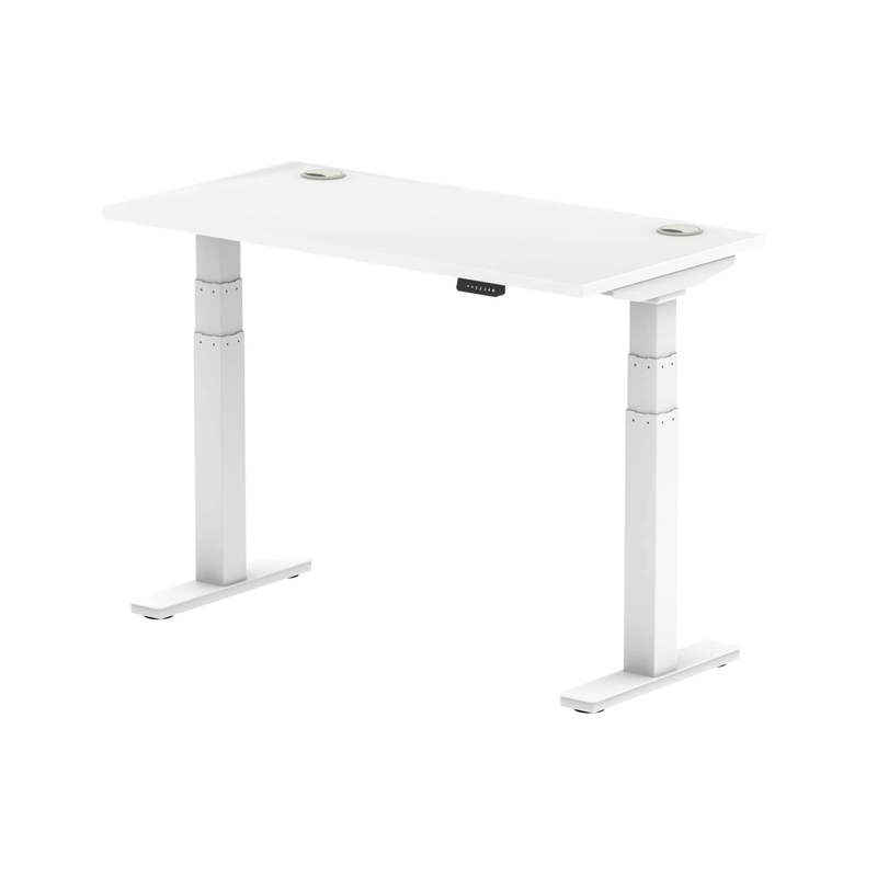 Air Slimline Height Adjustable Desk With Cable Ports - White - NWOF