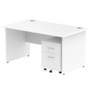 Impulse Panel End Straight Desk With 2 Drawer Mobile Pedestal - White - NWOF