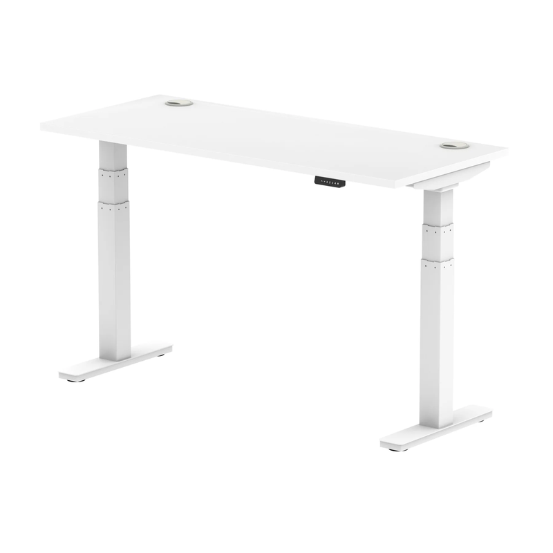 Air Slimline Height Adjustable Desk With Cable Ports - White - NWOF