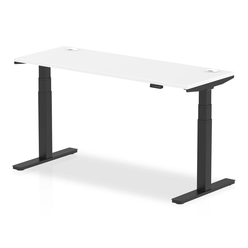Air Slimline Height Adjustable Desk With Cable Ports - White - NWOF