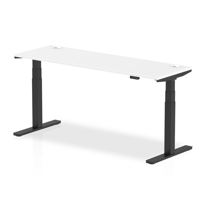 Air Slimline Height Adjustable Desk With Cable Ports - White - NWOF