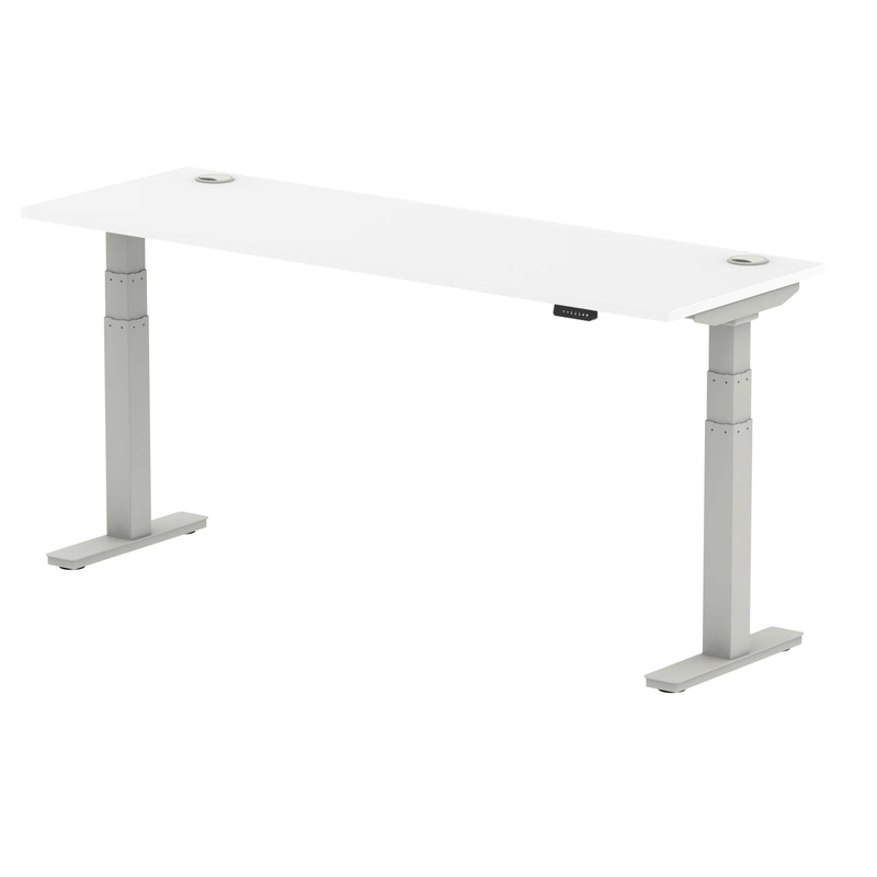 Air Slimline Height Adjustable Desk With Cable Ports - White - NWOF