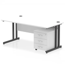 Impulse Cantilever Straight Desk With 3 Drawer Mobile Pedestal - White - NWOF