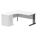 Impulse Crescent Desk With 600mm Deep Desk High Pedestal Bundle - White - NWOF