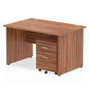 Impulse Panel End Straight Desk With 2 Drawer Mobile Pedestal - Walnut - NWOF
