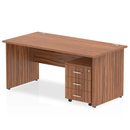 Impulse Panel End Straight Desk With 3 Drawer Mobile Pedestal - Walnut - NWOF