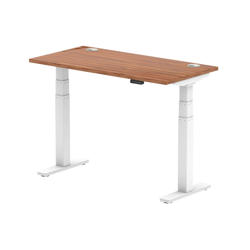 Air Slimline Height Adjustable Desk With Cable Ports - Walnut - NWOF