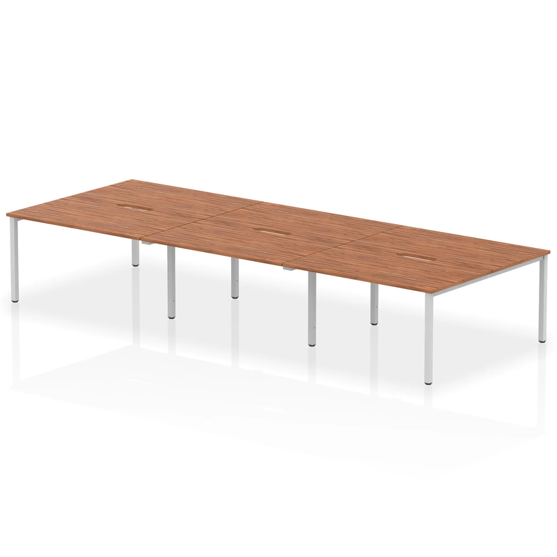 Evolve Plus B2B 6 Person Bench Desk - Walnut