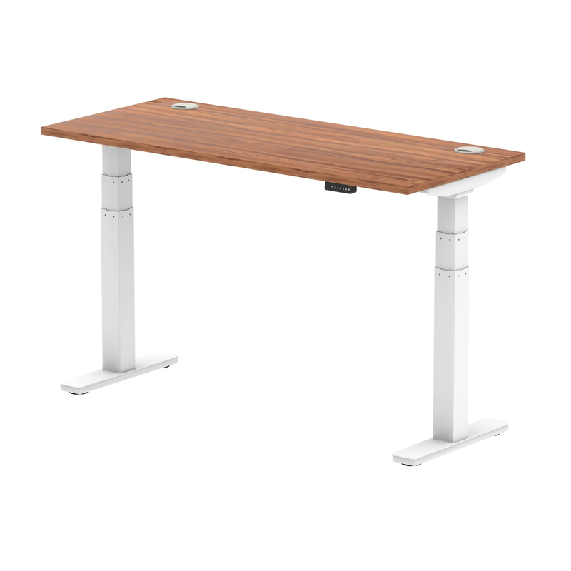 Air Slimline Height Adjustable Desk With Cable Ports - Walnut - NWOF