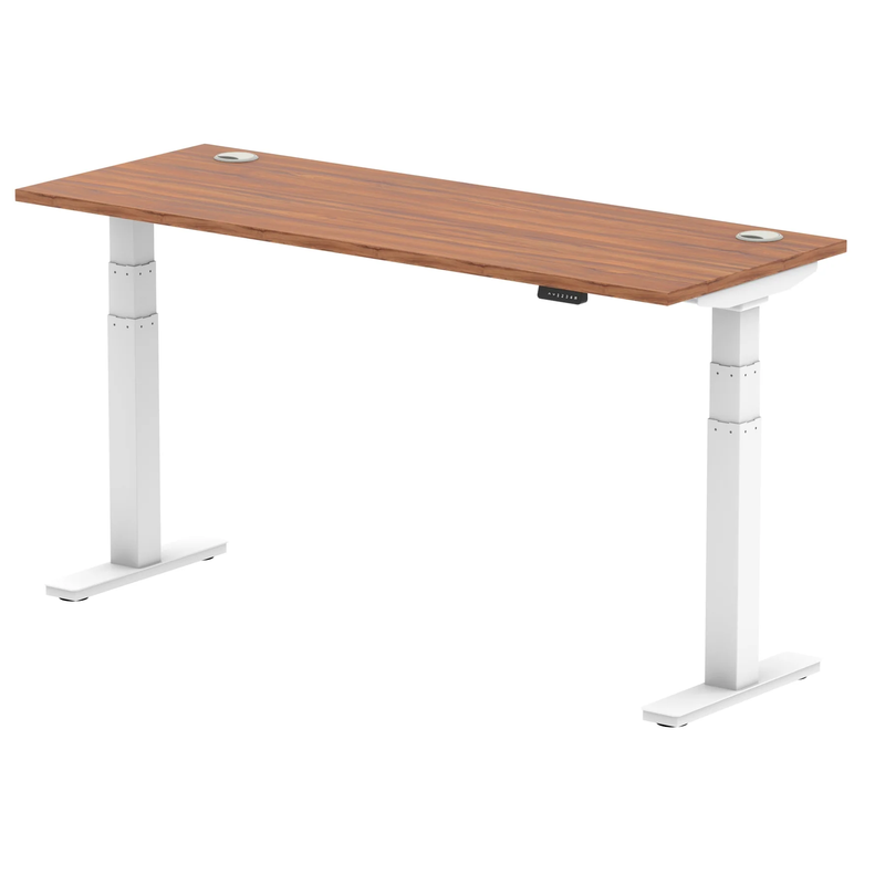 Air Slimline Height Adjustable Desk With Cable Ports - Walnut - NWOF