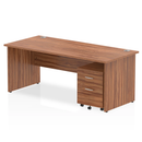 Impulse Panel End Straight Desk With 2 Drawer Mobile Pedestal - Walnut - NWOF