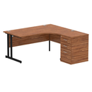 Impulse Crescent Desk With 600mm Deep Desk High Pedestal Bundle - Walnut - NWOF