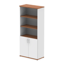 Impulse Open Shelves Cupboard - Walnut & White - NWOF