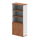 Impulse Open Shelves Cupboard - Walnut & White - NWOF