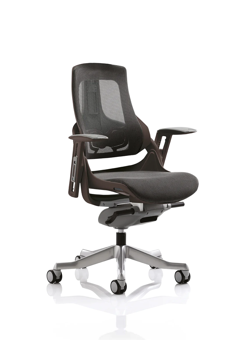 Zure Black Shell Executive Chair Charcoal Mesh With Arms - NWOF