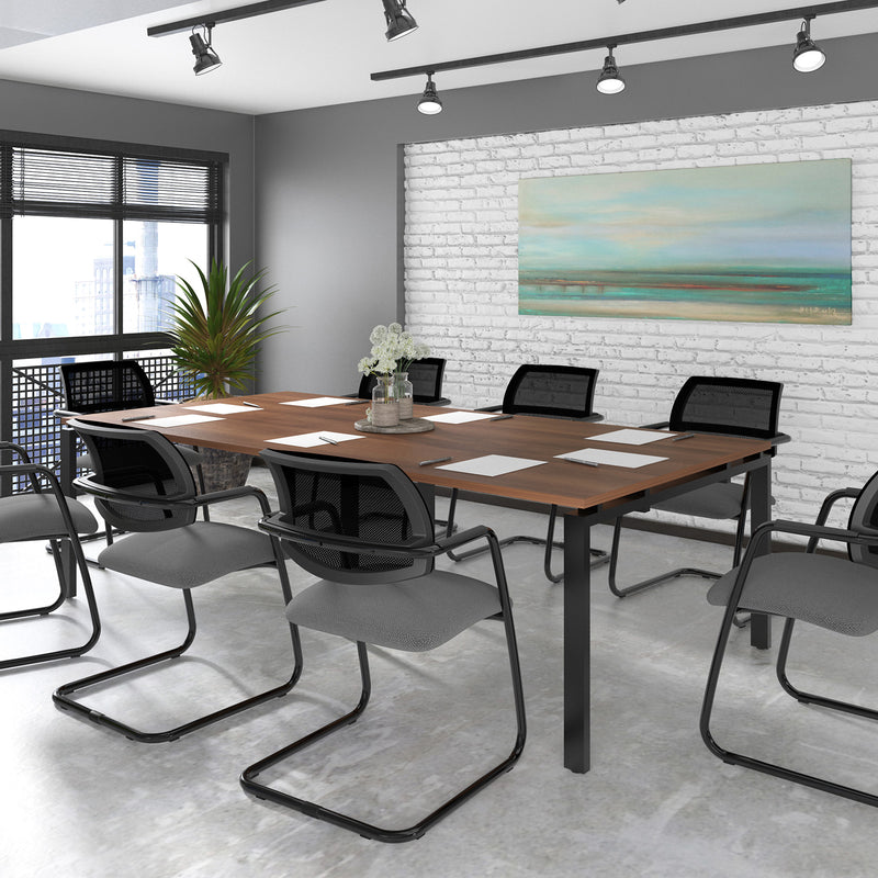 Adapt Rectangular Boardroom Table With 2 Cut-Outs - Grey Oak - NWOF