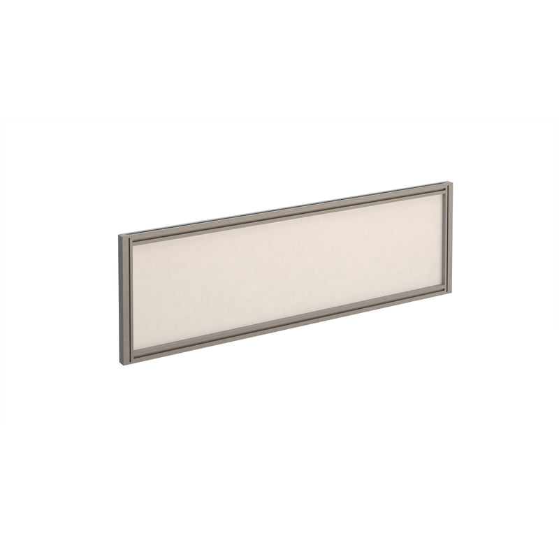 Straight Glazed Desktop Screen - Polar White With Silver Aluminium Frame - NWOF