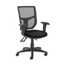 Dams Altino Mesh Back Asynchronous Operator Chair with black mesh upholstery and adjustable armrests.