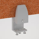 Dams Shush PET Single Desk Screen Clamp Bracket holding a clear desk partition with a white background.