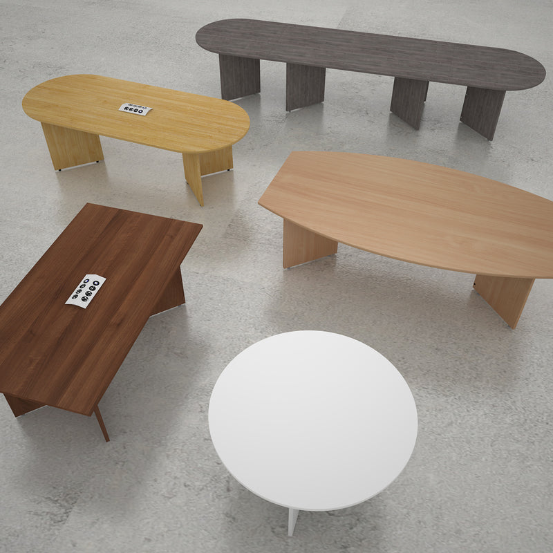Arrow Head Leg Radial End Boardroom Table With Central Cut-Out & Aero Power Module - Beech - NWOF