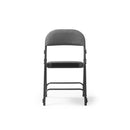 Aster Steel Folding Chair With Grey Upholstered Seat & Back - 4 Units Per Box - NWOF