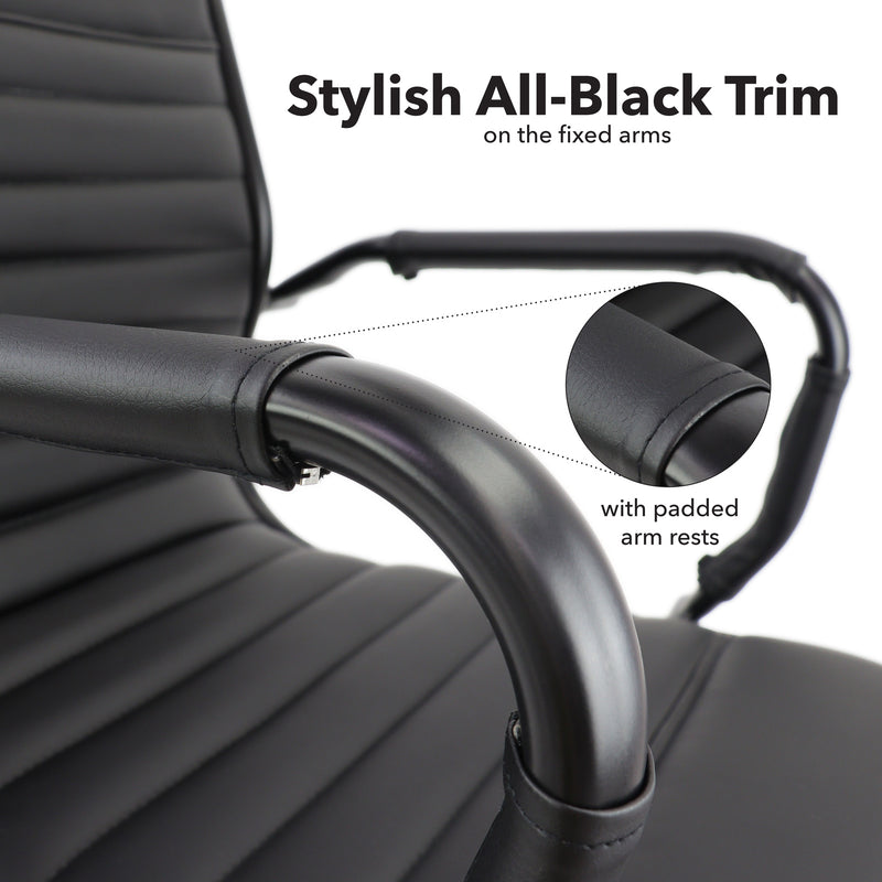 Bari High Back Executive Chair With Black Frame - Black Faux Leather - NWOF